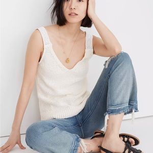 Madewell Crotchet-Strap Sweater Tank, Coral, Medium